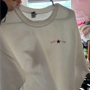 White Alpha Chi Sweatshirt cheetah print on back!💖